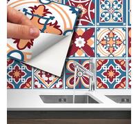 WALPLUS 48 Pcs Tile Stickers 15cm x 15cm - Peel & Stick Self-Adhesive Vinyl Wall Tiles - Waterproof & Removable Backsplash - Westminster Style - DIY Home Décor for Kitchen, Bathroom & Splashbacks