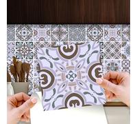 Walplus 48Pcs Vintage Victorian Peel And Stick 3D Wall Tiles Sticker Adhesive Stick On Tiles For Backsplash 15X15Cm