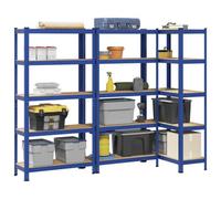 Walplus 5-Layer Storage Shelves 3 Pcs Blue Steel&engineered Wood