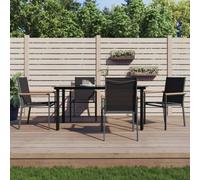 Walplus 5 Piece Garden Dining Set Black Textilene And Steel