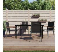 Walplus 5 Piece Garden Dining Set Black Textilene And Steel