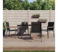 Walplus 5 Piece Garden Dining Set Black Textilene And Steel