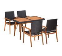 Walplus 5 Piece Outdoor Dining Set Poly Rattan Black And Brown