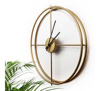 Walplus 50Cm X 50Cm Gold Iron Larry's Minimalist Clock - Gold Wall Clock, Living Room Wall Clock, Non-Ticking Wall Clock