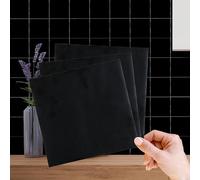 WALPLUS 50pcs Black Tile Stickers for Kitchen 15x15cm(6") Stick on Tiles Self Adhesive Wall Removable Tile Stickers DIY Self Adhesive Stairs Bathroom Upgrade