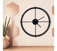 WALPLUS 50x50cm Larry's Minimalist 50cm Iron Wall Clock (Black) Black Solid Colour Classic Home DIY Decoration Office Accessories Design Bedroom Decor Stylish Living Room Gift Ideas
