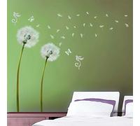 Walplus 50x70 cm Wall Stickers Flying Dandelions Removable Self-Adhesive Mural Art Decals Vinyl Home Decoration DIY Living Bedroom Office Décor Wallpaper Kids Room Gift, Green White