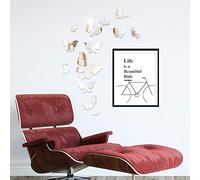 Walplus 58 x 80 cm "Bicycle Quote + 14 Mirror Butterflies Wall Art" Removable Wall Stickers Frame Sticker Office Home Decoration, Multi-Colour