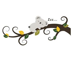 Walplus 58x55 cm Wall Stickers "Sleeping Koala and Tree Branch" Removable Self-Adhesive Mural Art Decals Vinyl Home Decoration DIY Living Bedroom Office Décor Wallpaper Kids Room Gift, Multi-colour