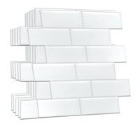 Walplus 60 Pieces 30.5 X 15.4 Cm 3D Tile Stickers Pure White Mosaic
