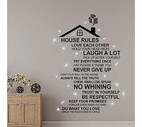 WALPLUS 60x120cm Wall Stickers 20pcs 3.8x3.8x1.4mm Swarovski Crystals +House Rules Motivation Inspiration Family Quote Mural Art Removable Self-Adhesive Decals Vinyl Nursury Living Room De Decors