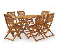 Walplus 7 Piece Folding Outdoor Dining Set Solid Acacia Wood
