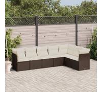 Walplus 7 Piece Garden Sofa Set With Cushions Brown Poly Rattan