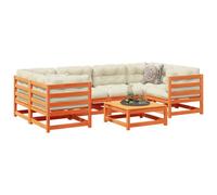 Walplus 7 Piece Garden Sofa Set With Cushions Wax Brown Solid Wood Pine