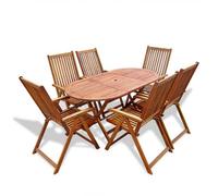 Walplus 7 Piece Outdoor Dining Set Solid Acacia Wood