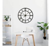 Walplus 76Cm X 76Cm Roman Numerals Wall Clock - Vintage Large Metal Wall Clock For Indoor, Hallway And Livingroom