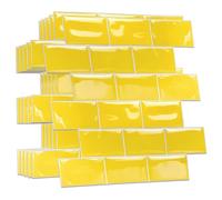 WALPLUS 3D Tile Stickers Peel and Stick Backsplash Splashback Decals Tile Transfer for Kitchen Bathroom Living Room Stick on Tile Waterproof Pure Yellow Glossy Subway 80 Sheets 15.4x30.5cm