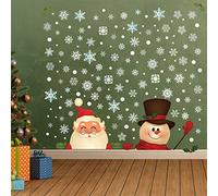 WALPLUS 80x90cm Christmas Combo Decorations Wall Stickers Snowy Santa and Snowman Wall Art Display Decals Living Room Sale Clearance Home Living Room Bedroom DIY Gift