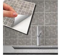 WALPLUS 96 Pcs 15cm(6") Tile Stickers Peel and Stick Backsplash Self-Adhesive Removeable Stick on Wall Vinyl Home Decoration DIY for Living Kitchen - Limestone Antique Azulejo Mosaic
