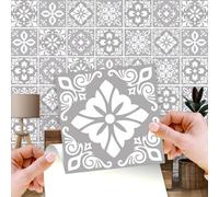 Walplus Andalu Light Grey Cement Spanish Peel And Stick Wall Tiles Sticker - 24Pcs Self Adhesive Stick On Tiles For Kitchen