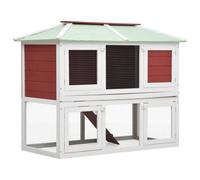 Walplus Animal Rabbit Cage Double Floor Red Wood