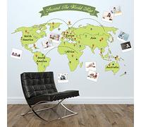Walplus Around The World Map Wall Stickers, Vinyl, Multi-Colour, 7.6 x 63.5 x 3 cm