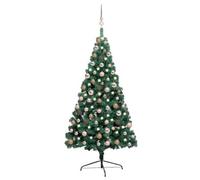 Walplus Artificial Half Pre-Lit Christmas Tree With Ball Set Green 150 Cm