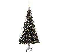 Walplus Artificial Pre-Lit Christmas Tree With Ball Set Black 210 Cm Pvc