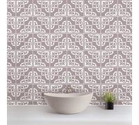 WALPLUS WT1577 - Audley Monocromatic Taupe Victorian Wall Tile Sticker Set - 15 x 15 cm (6 x 6 in) - 24 pcs