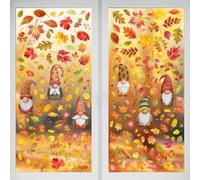 Walplus Autumn Maple Leaves Fall Gnomes Window Clings - Double-Sided Fall Window Stickers For Glass, 9 Sheets, 295 Clings Pvc