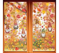 WALPLUS Autumn Window Stickers Clings Home Decorations Removable Reusable Double-Sided Print Decals for Glass Living Room Windows Display Home Décor Maple Leaves Fall Gnomes 295 Pieces