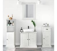Walplus Bathroom Furniture Set 3 Pcs Antique White 37 X 34 X 110 Cm