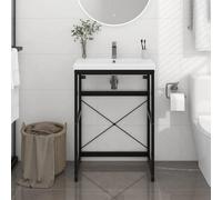 Walplus Bathroom Washbasin Frame Black 59X38X83 Cm Iron