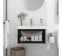 Walplus Bathroom Washbasin Frame With Built-In Basin Black Iron