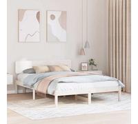 Walplus Bed Frame With Headboard White 140 X 200 Cm Solid Pine Wood