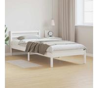 Walplus Bed Frame With Headboard White 220 X 100 Cm Solid Pine Wood