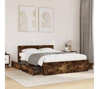 Walplus Bed Frame With Headboard Without Mattress Smoked Oak 120X200 Cm