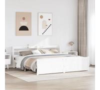 Walplus Bed Frame With Headboard Without Mattress White 180X200 Cm Super King