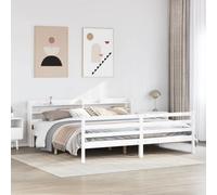 Walplus Bed Frame With Headboard Without Mattress White 200X200 Cm