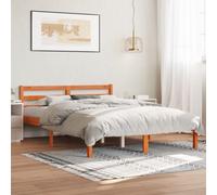 Walplus Bed Frame Without Mattress Wax Brown 140X190 Cm Solid Wood Pine