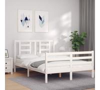 Walplus Bed Frame Without Mattress White 140X190 Cm Solid Wood
