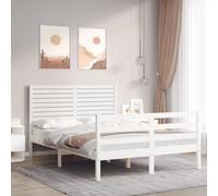 Walplus Bed Frame Without Mattress White 140X200 Cm Solid Wood