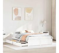 Walplus Bed Frame Without Mattress White 140X200 Cm Solid Wood Pine