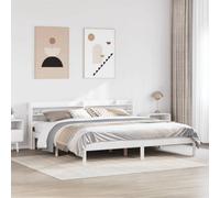 Walplus Bed Frame Without Mattress White 180X200 Cm Super King Solid Wood Pine