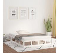 Walplus Bed Frame Without Mattress White 200X200 Cm Solid Wood