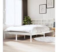 Walplus Bed Frame Without Mattress White Solid Wood 140X190 Cm
