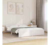 Walplus Bed Frame Without Mattress White Solid Wood 160X200 Cm