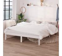 Walplus Bed Frame Without Mattress White Solid Wood Pine King Size