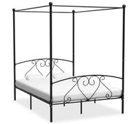 Walplus Bed Frame Without Mattress With Canopy Black 160X200 Cm Metal