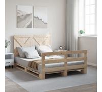 Walplus Bed Frame Without Mattress With Headboard 140X200 Cm Solid Wood